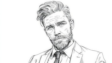 Fototapeta premium Stylish monochrome portrait of a man in a suit. Perfect for fashion, business, and men's style projects.