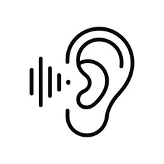 Line art icon of ear receiving sound waves