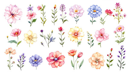 Set of flowers, set of spring flowers