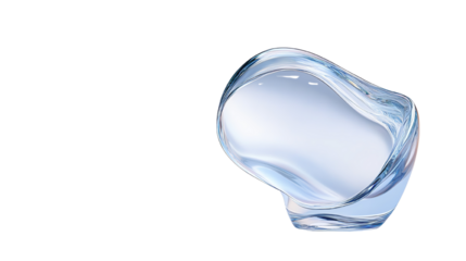 Abstract glass shape with smooth edges, transparent and reflective, ideal for modern design.