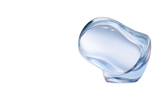 Abstract glass shape with smooth edges, transparent and reflective, ideal for modern design. - Powered by Adobe