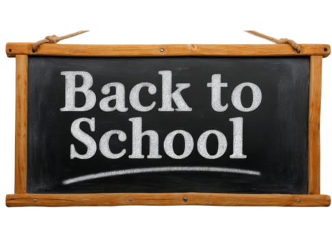 Back to school chalkboard sign wooden frame education, Isolated On White, Png Transparent