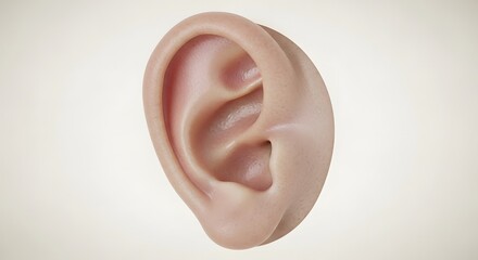 Fototapeta premium Close-up of Human Ear Showing Detailed Anatomy in Neutral Background