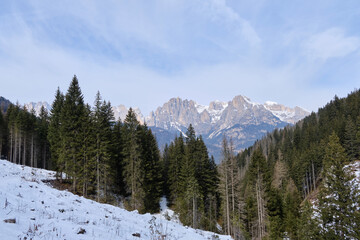 February, 2025, Fassa Valley: view of scenery mountain of Val s. Nicolo'