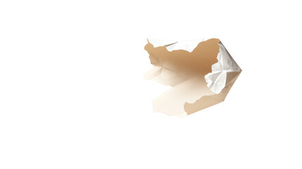 Crumbled takeout container, white isolated background.