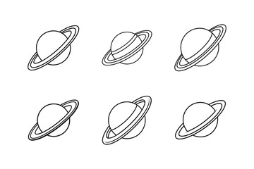 saturn icon line art vector illustration design