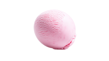 Delicious pink ice cream scoop on white isolated background.