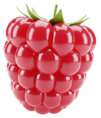 Stylized Red Raspberry in 3D Form, Isolated for Creative Design Projects
