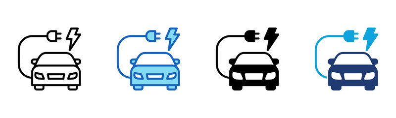 Electric Car icon Multi Style Vector Illustration 