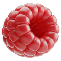 3D illustration of a raspberry made of smooth, shiny red segments, isolated.