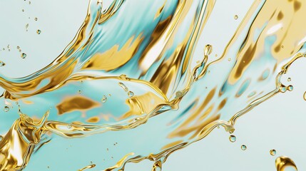 Creative Abstract Liquid Shapes in Teal & Gold for Promotions