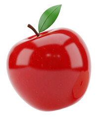 3D Red Apple and Slice Illustration