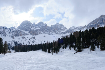 March 2025: View of the Rosegarden from the Vajolet valley, Catinaccio and Gardeccia, Trentino,...