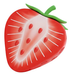 Charming clay-style strawberries in vibrant red, designed in a cute 3D cartoon look, ideal for children's media and fun food illustrations.