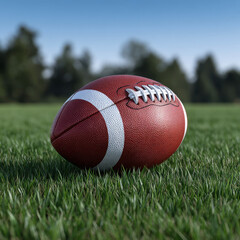 Fototapeta premium American football on green grass field