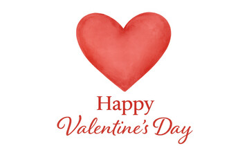 Red watercolor heart and happy valentine's day greeting on a transparent background, perfect for romantic projects