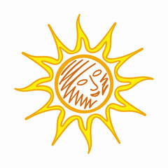 Cartoon Sun Illustration, Doodle Style Sun, Yellow Sun Clipart