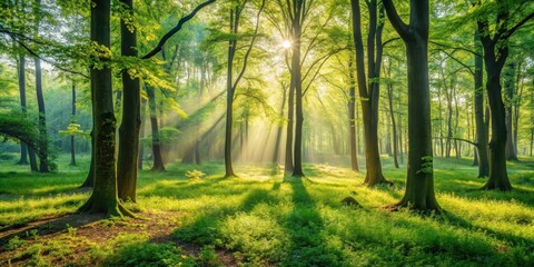 Obraz premium Soft morning light filters through leafy branches