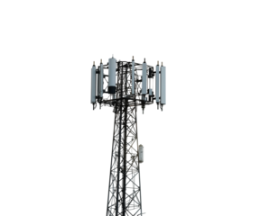 Solitary signal relay tower standing against a plain backdrop, isolated to emphasize its structure and technological essence