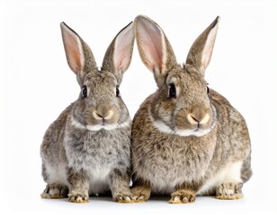 Obraz premium two rabbits on white background