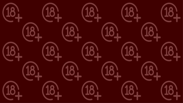 Maroon Age Restriction Pattern Background with 18+ Icons