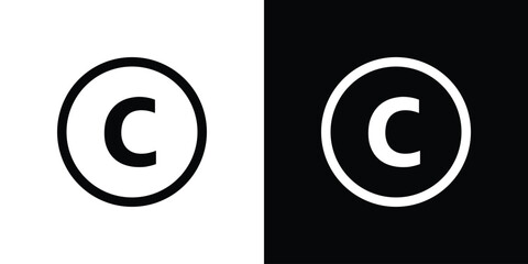 Copyright icon in black. flat graphic vector icon