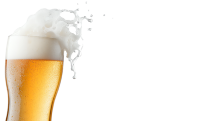 Refreshing beer with frothy foam on top, perfect for social gatherings or celebrations.
