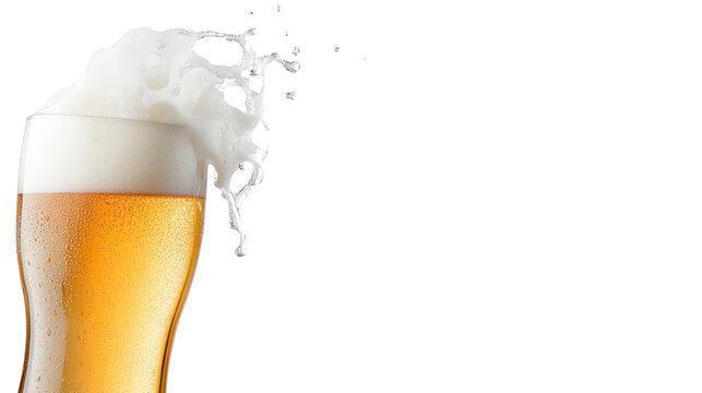Refreshing beer with frothy foam on top, perfect for social gatherings or celebrations.