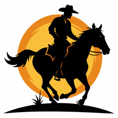 Rodeo cowboy riding horse silhouette