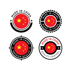 National flag of the China, set flat vector icons