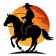 Rodeo cowboy riding horse silhouette