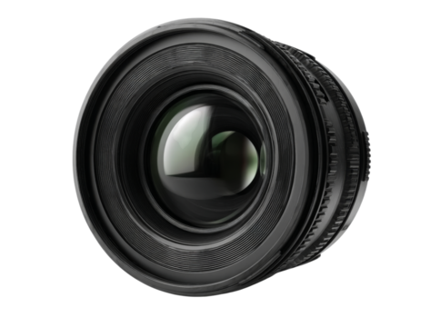 Professional camera lens close up macro shot black background, Isolated On White, Png Transparent