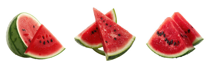 Refreshing watermelon slices summer picnic food photography outdoor on transparent background