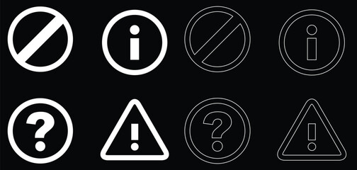 vector set of numbers and  warning symbols