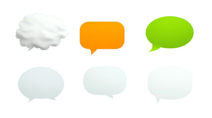 Various colorful speech bubbles on a white isolated background.