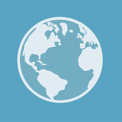 Global Earth Icon Simple World Map Design for Website or App