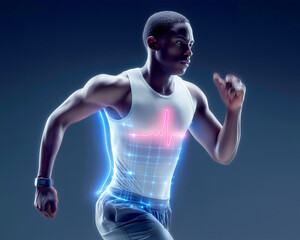 Biohacking biology health. Athletic performance enhanced with wearable AI technology