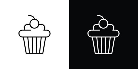 Cupcake icon in black. flat graphic vector icon