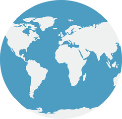 Simple World Map Illustration Global Geography Earth Planet Blue Ocean Landmasses Continents