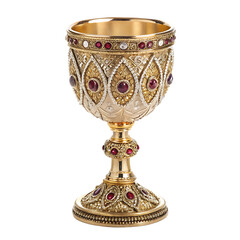 ornate-decorative-goblet-with-golden-and-jewel isolated on white background png, ai generated