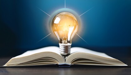 open book with light bulb idea illustration for education and knowledge concepts