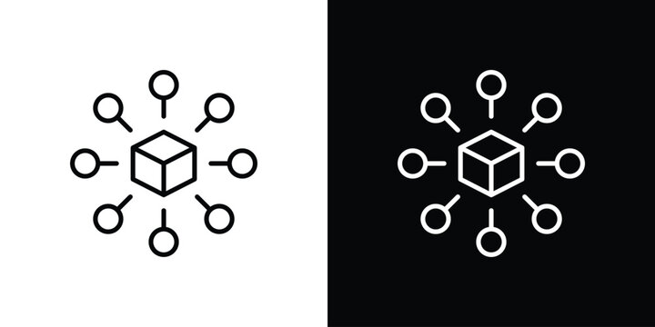 Decentralized icon in black. flat graphic vector icon