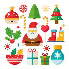 Fototapeta premium Set of christmas icon design vector on white background