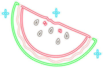 Neon Glow Watermelon Slice Graphic Illustration