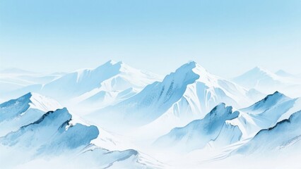 Fototapeta premium Snow-Covered Mountain Peaks Under a Clear Sky