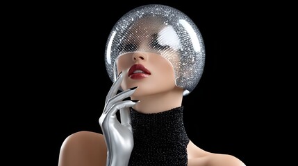 Futuristic fashion model in cosmic beauty style