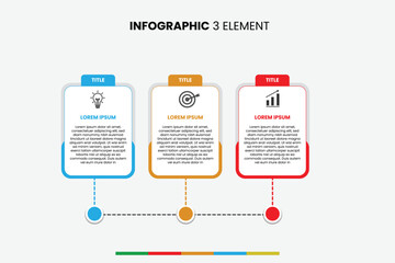 Clean 3-element infographic template with timeline design. Ideal for showcasing steps, processes, or data in presentations, business reports, and educational content. Easily customizable