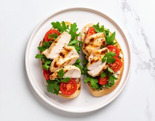 トマトとチキンのオープンサンドプレート

