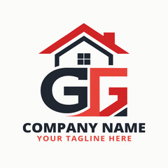 Modern Real Estate Logo Design Featuring Initials and House Icon