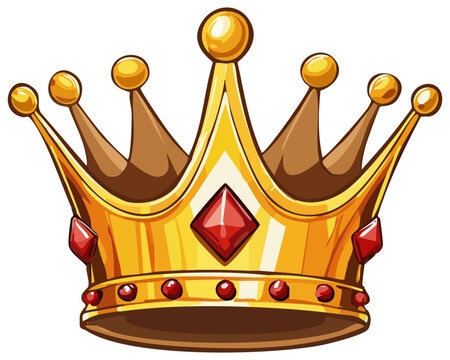 Golden crown clipart illustration, isolated 